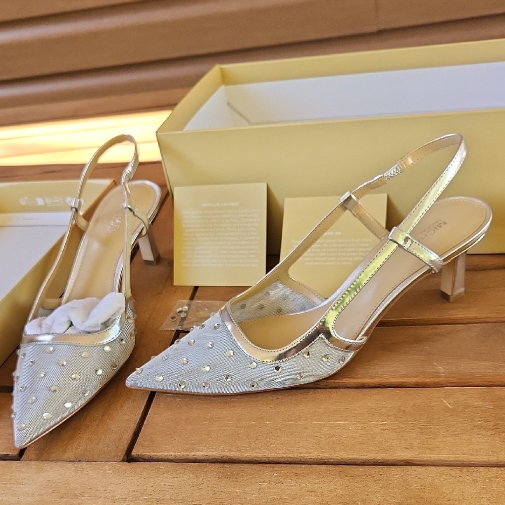 Michael Kors Metallic Slingback Heels